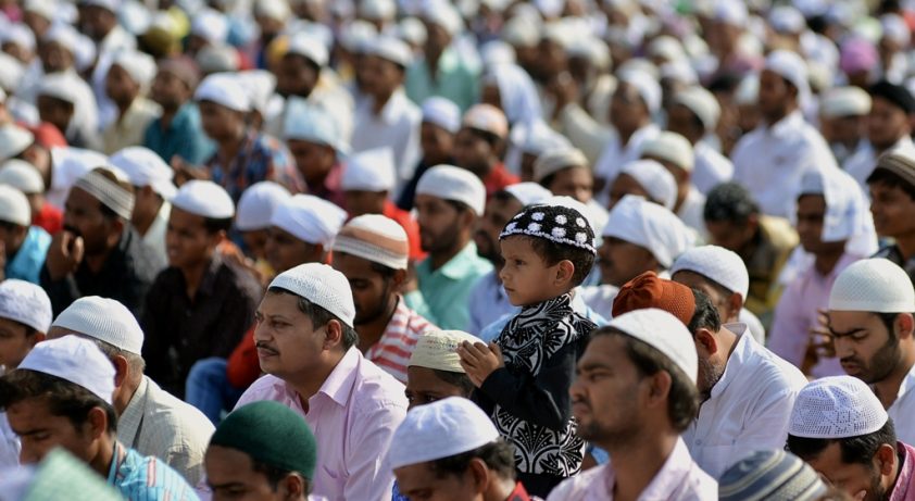 Chandigarh: Indian Muslims offer prayers during Eid al- Adha outside the mosque in sector 20 in Chandigarh on Tuesday September 13, 2016.photo Dinesh Bhardwaj
